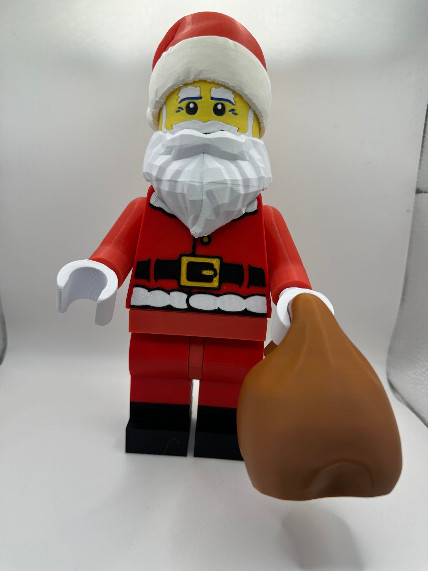 10” Giant 3D-Printed Santa Claus Minifigure – Oversized LEGO®-Style Christmas Decoration