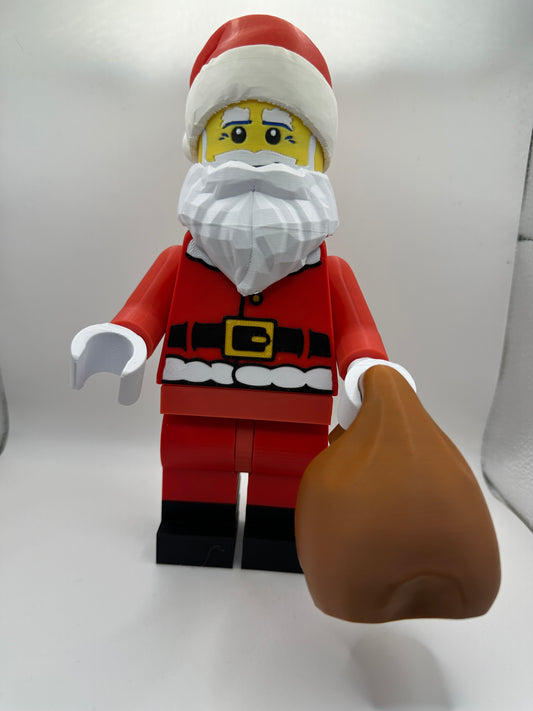 10” Giant 3D-Printed Santa Claus Minifigure – Oversized LEGO®-Style Christmas Decoration